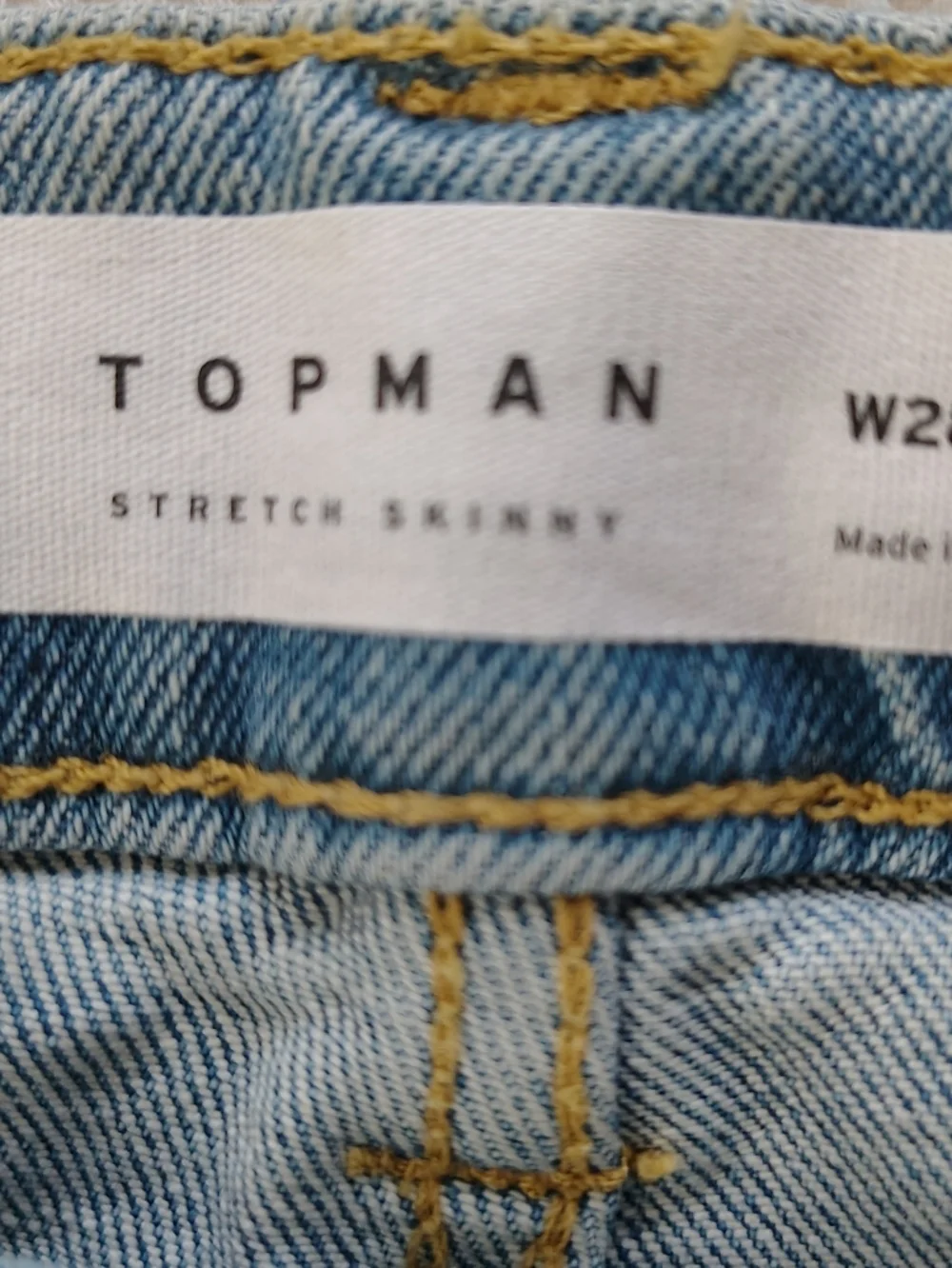 Topman Light Blue Stretch  Skinny Jeans Size  28 W  X  34 L.
